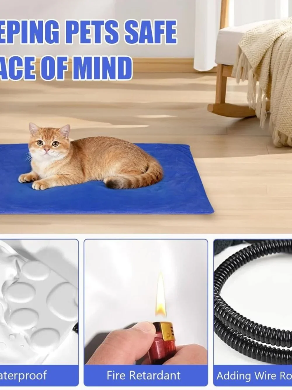 RIOGOO Pet Heating Pad, Electric Dogs & Cats Timer 6 Temps Blue Small 20